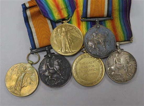 Three pairs of 1st World War medals.